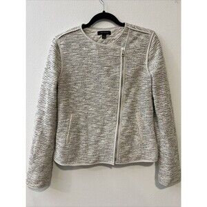 Ann Taylor Tweed Blazer Jacket Multicolor‎ Full Zip Size 6 Quilted Lined Boucle
